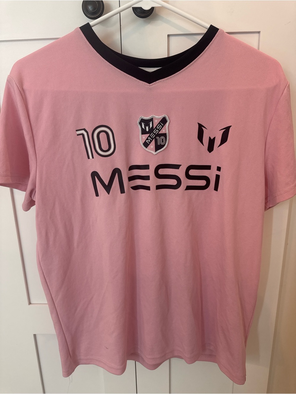 Youth Large (14/16) Pink Messi Soccer Jersey - Number 10
